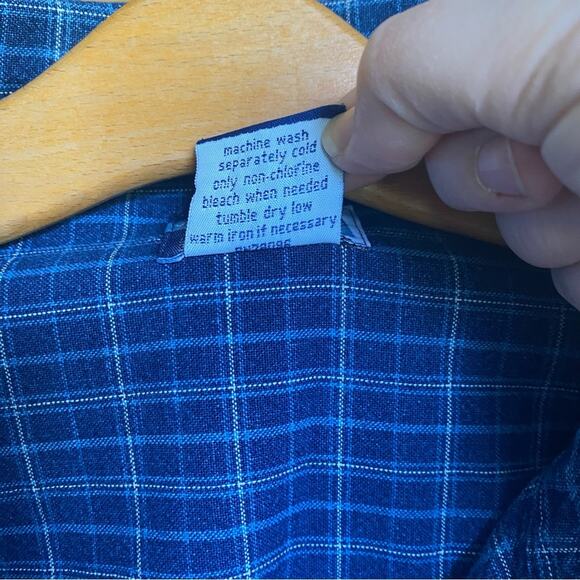 Vintage Venezia Blue Lightweight Plaid Shirt zip Jacket shacket 100% cotton 16 - Picture 3 of 9